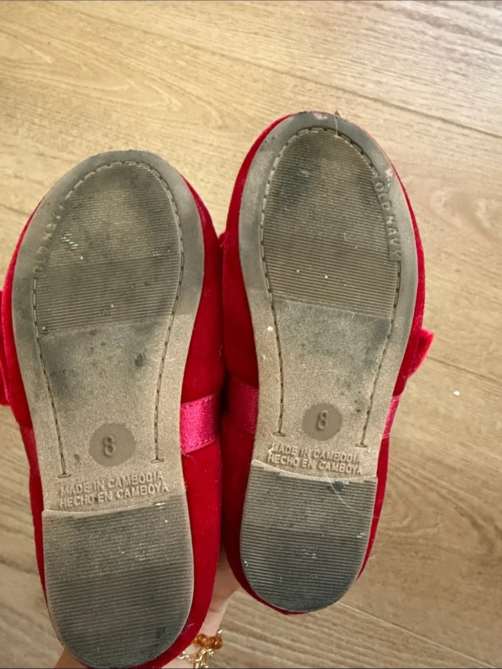 Old Navy Girls Red Velvet Bow Flats